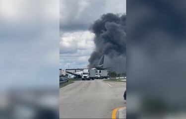 Miami : un Boeing 767 d’Amazon prend feu après une sortie de piste